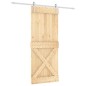 vidaXL Porta Scorrevole con Set Hardware 85x210 cm Legno Massello Pino vidaXL Porta Scorrevole con Set Hardware 85x210 cm Legno Massello Pino
