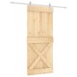 vidaXL Porta Scorrevole con Set Hardware 90x210 cm Legno Massello Pino vidaXL Porta Scorrevole con Set Hardware 90x210 cm Legno Massello Pino