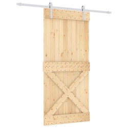 vidaXL Porta Scorrevole con Set Hardware 95x210 cm Legno Massello Pino