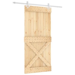 vidaXL Porta Scorrevole con Set Hardware 95x210 cm Legno Massello Pino