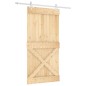 vidaXL Porta Scorrevole con Set Hardware 100x210cm Legno Massello Pino vidaXL Porta Scorrevole con Set Hardware 100x210cm Legno Massello Pino