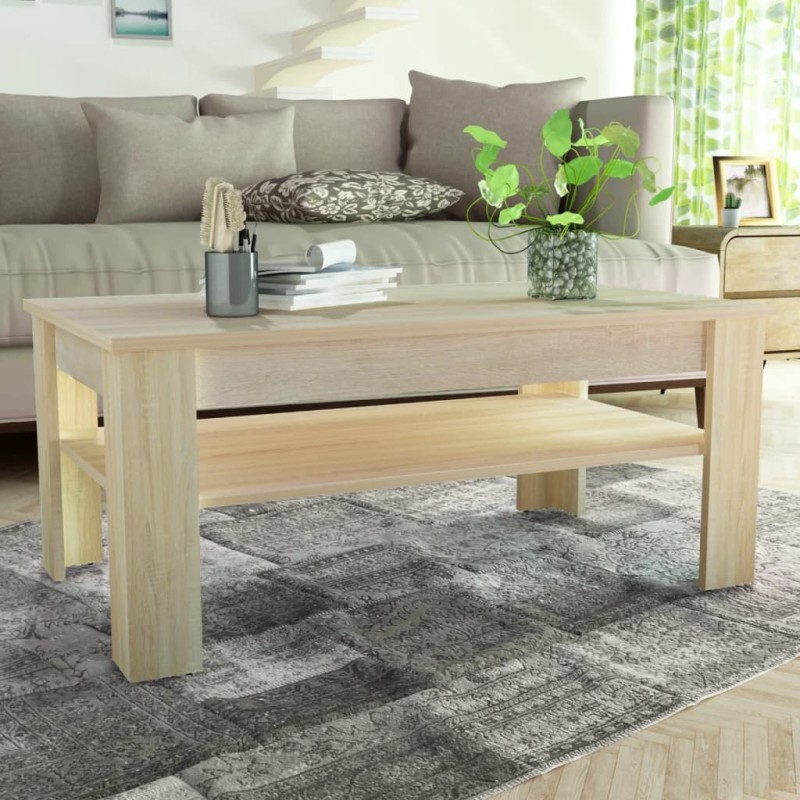 vidaXL Tavolino da Caffè in Truciolato 110x65x48 cm Quercia vidaXL Tavolino da Caffè in Truciolato 110x65x48 cm Quercia