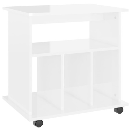 vidaXL Mobiletto con Rotelle Bianco Lucido 60x45x60 cm in Truciolato