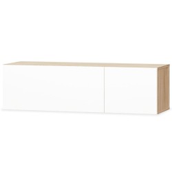 vidaXL Mobile TV in Truciolato 120x40x34 cm Bianco Lucido e Rovere
