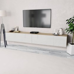 vidaXL Mobili TV 2 pz in Truciolato 120x40x34cm Bianco Lucido e Rovere