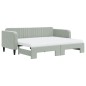 vidaXL Divano Letto Estraibile Materassi Grigio Chiaro 90x200 Velluto vidaXL Divano Letto Estraibile Materassi Grigio Chiaro 90x200 Velluto