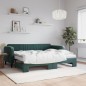 vidaXL Divano Letto Estraibile Materassi Verde Scuro 90x200 Velluto vidaXL Divano Letto Estraibile Materassi Verde Scuro 90x200 Velluto