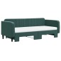 vidaXL Divano Letto Estraibile Materassi Verde Scuro 90x200 Velluto vidaXL Divano Letto Estraibile Materassi Verde Scuro 90x200 Velluto