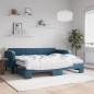 vidaXL Divano Letto Estraibile con Materassi Blu 90x200 cm Velluto vidaXL Divano Letto Estraibile con Materassi Blu 90x200 cm Velluto