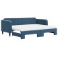 vidaXL Divano Letto Estraibile con Materassi Blu 90x200 cm Velluto vidaXL Divano Letto Estraibile con Materassi Blu 90x200 cm Velluto