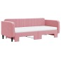 vidaXL Divano Letto Estraibile con Materassi Rosa 90x200 cm Velluto vidaXL Divano Letto Estraibile con Materassi Rosa 90x200 cm Velluto