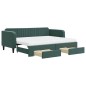 vidaXL Divano Letto Estraibile Cassetti Verde Scuro 90x200cm Velluto vidaXL Divano Letto Estraibile Cassetti Verde Scuro 90x200cm Velluto