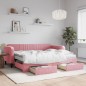 vidaXL Divano Letto Estraibile con Cassetti Rosa 90x200 cm Velluto vidaXL Divano Letto Estraibile con Cassetti Rosa 90x200 cm Velluto