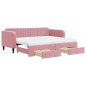 vidaXL Divano Letto Estraibile con Cassetti Rosa 90x200 cm Velluto vidaXL Divano Letto Estraibile con Cassetti Rosa 90x200 cm Velluto