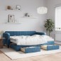 vidaXL Divano Letto Estraibile con Cassetti Blu 90x200 cm in Velluto vidaXL Divano Letto Estraibile con Cassetti Blu 90x200 cm in Velluto