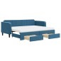 vidaXL Divano Letto Estraibile con Cassetti Blu 90x200 cm in Velluto vidaXL Divano Letto Estraibile con Cassetti Blu 90x200 cm in Velluto