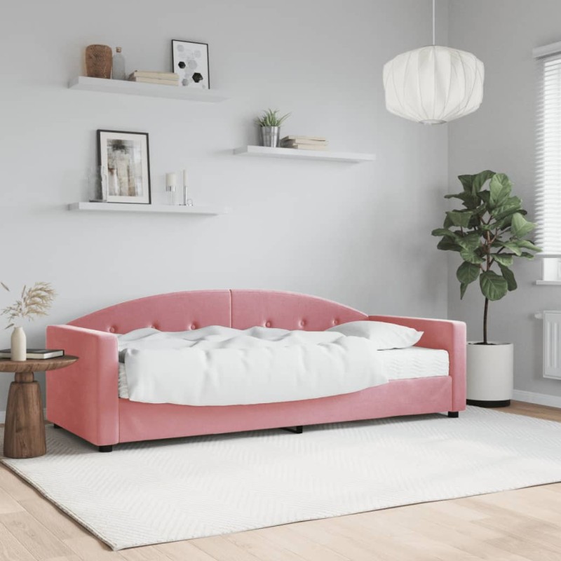 vidaXL Divano Letto con Materasso Rosa 80x200 cm in Velluto vidaXL Divano Letto con Materasso Rosa 80x200 cm in Velluto