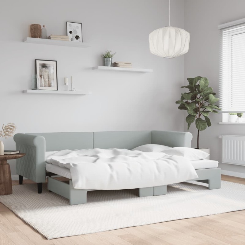 vidaXL Divano Letto con Letto Estraibile Grigio Chiaro 80x200 Velluto vidaXL Divano Letto con Letto Estraibile Grigio Chiaro 80x200 Velluto