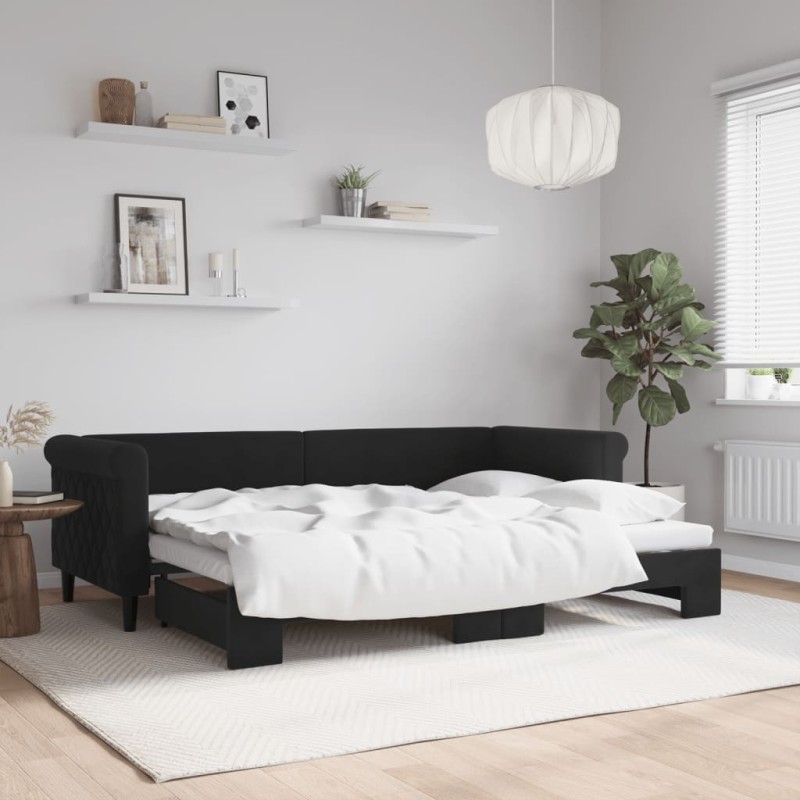 vidaXL Divano Letto con Letto Estraibile Nero 80x200 cm in Velluto vidaXL Divano Letto con Letto Estraibile Nero 80x200 cm in Velluto