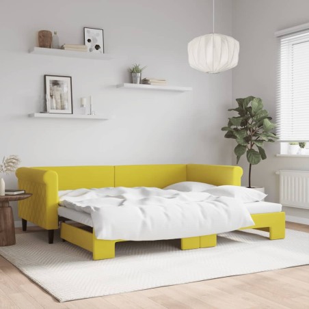 vidaXL Divano Letto con Letto Estraibile Giallo 90x200 cm in Velluto