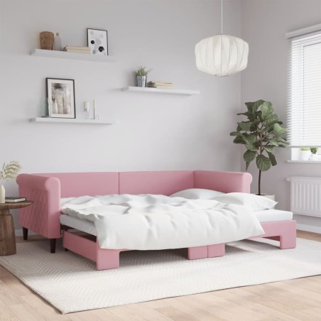 vidaXL Divano Letto con Letto Estraibile Rosa 90x200 cm in Velluto