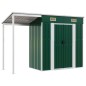 vidaXL Capanno Giardino con Tetto Esteso Verde 277x110,5x181cm Acciaio
