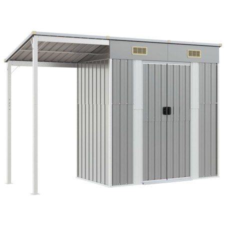 vidaXL Capannone Tetto Esteso Grigio Chiaro 277x110,5x181cm Acciaio