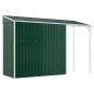 vidaXL Capanno Giardino con Tetto Esteso Verde 277x110,5x181cm Acciaio