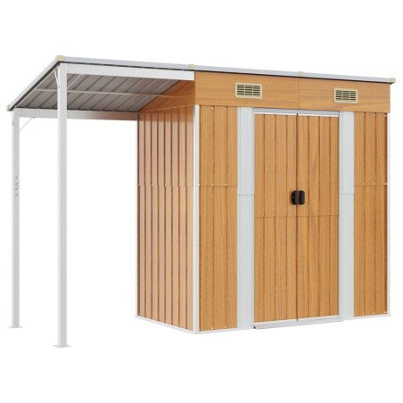 vidaXL Capannone Tetto Esteso Marrone Chiaro 277x110,5x181cm Acciaio