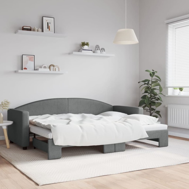 vidaXL Divano Letto con Letto Estraibile Grigio Scuro 80x200 Tessuto vidaXL Divano Letto con Letto Estraibile Grigio Scuro 80x200 Tessuto