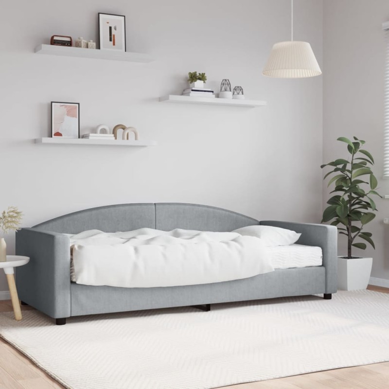 vidaXL Divano Letto con Materasso Grigio Chiaro 90x200 cm in Tessuto vidaXL Divano Letto con Materasso Grigio Chiaro 90x200 cm in Tessuto