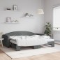 vidaXL Divano Letto Estraibile Materassi Grigio Scuro 90x200cm Tessuto vidaXL Divano Letto Estraibile Materassi Grigio Scuro 90x200cm Tessuto