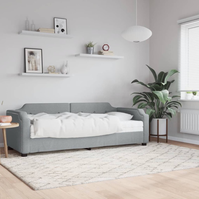 vidaXL Divano Letto con Materasso Grigio Chiaro 80x200 cm in Tessuto vidaXL Divano Letto con Materasso Grigio Chiaro 80x200 cm in Tessuto
