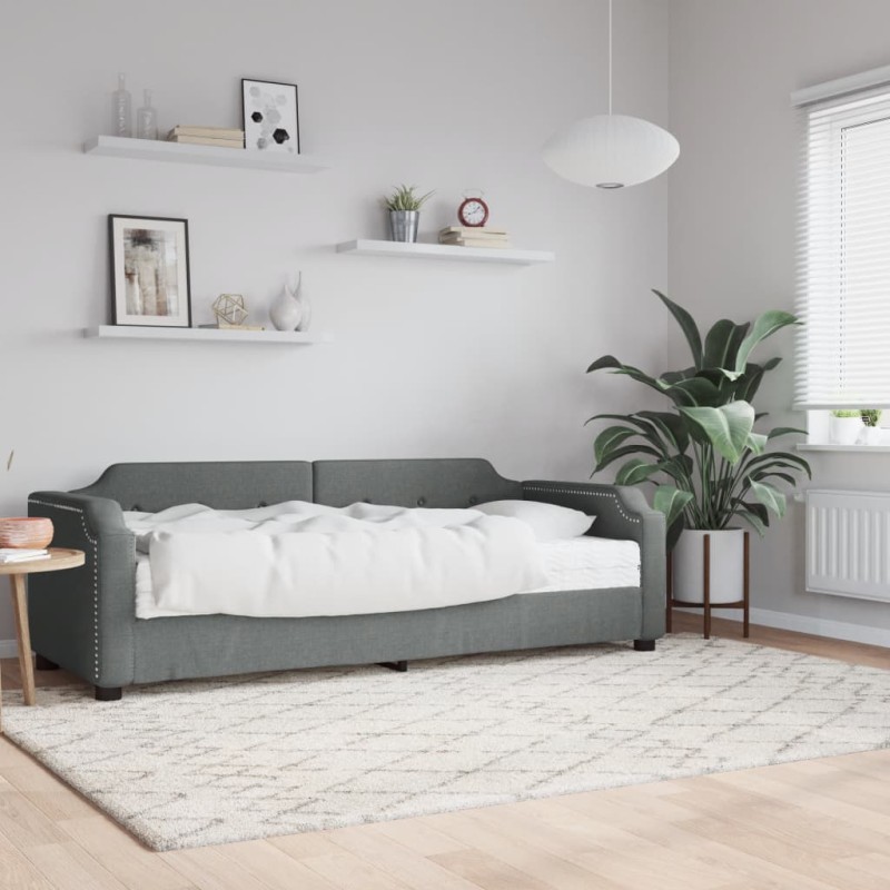 vidaXL Divano Letto con Materasso Grigio Scuro 80x200 cm in Tessuto vidaXL Divano Letto con Materasso Grigio Scuro 80x200 cm in Tessuto
