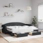 vidaXL Divano Letto Estraibile con Cassetti Nero 80x200 cm in Tessuto vidaXL Divano Letto Estraibile con Cassetti Nero 80x200 cm in Tessuto