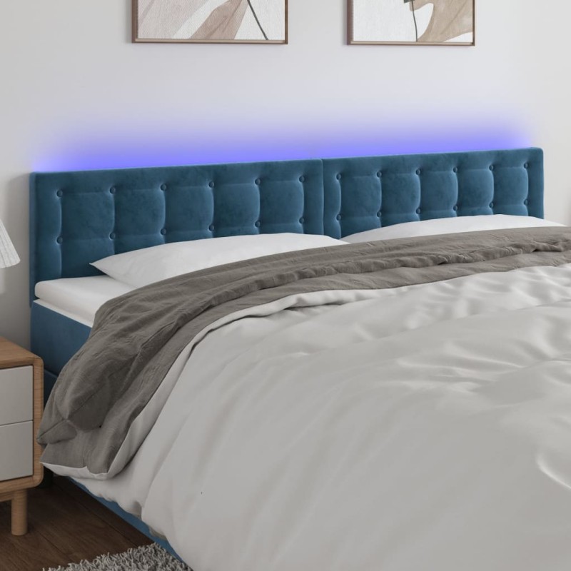 Testiera a LED Blu scuro 160x5x78/88 cm in Tessuto Testiera a LED Blu scuro 160x5x78/88 cm in Tessuto