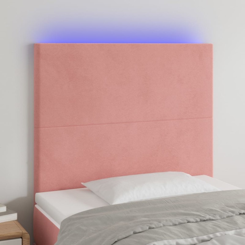 Testiera a LED Rosa 80x5x118/128 cm in Velluto Testiera a LED Rosa 80x5x118/128 cm in Velluto