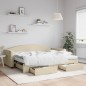 vidaXL Divano Letto Estraibile con Cassetti Crema 90x200 cm in Tessuto vidaXL Divano Letto Estraibile con Cassetti Crema 90x200 cm in Tessuto