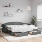 vidaXL Divano Letto Estraibile Cassetti Grigio Scuro 90x200cm Tessuto vidaXL Divano Letto Estraibile Cassetti Grigio Scuro 90x200cm Tessuto