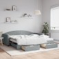 vidaXL Divano Letto Estraibile Cassetti Grigio Chiaro 100x200 Tessuto vidaXL Divano Letto Estraibile Cassetti Grigio Chiaro 100x200 Tessuto