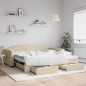 vidaXL Divano Letto Estraibile con Cassetti Crema 100x200cm in Tessuto vidaXL Divano Letto Estraibile con Cassetti Crema 100x200cm in Tessuto
