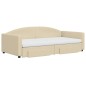 vidaXL Divano Letto Estraibile con Cassetti Crema 100x200cm in Tessuto vidaXL Divano Letto Estraibile con Cassetti Crema 100x200cm in Tessuto