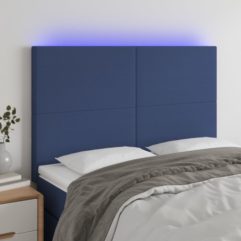 Testiera a LED Blu 144x5x118/128 cm in Tessuto Testiera a LED Blu 144x5x118/128 cm in Tessuto