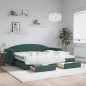 vidaXL Divano Letto Estraibile Cassetti Verde Scuro 90x200cm Velluto vidaXL Divano Letto Estraibile Cassetti Verde Scuro 90x200cm Velluto