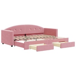 vidaXL Divano Letto Estraibile con Cassetti Rosa 80x200 cm Velluto