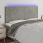 Testiera a LED Grigio Chiaro 200x5x118/128 cm in Velluto Testiera a LED Grigio Chiaro 200x5x118/128 cm in Velluto