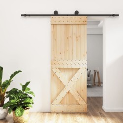 vidaXL Porta Scorrevole con Set Hardware 80x210 cm Legno Massello Pino