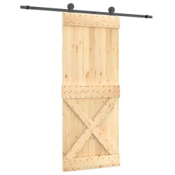 vidaXL Porta Scorrevole con Set Hardware 85x210 cm Legno Massello Pino