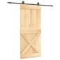 vidaXL Porta Scorrevole con Set Hardware 90x210 cm Legno Massello Pino vidaXL Porta Scorrevole con Set Hardware 90x210 cm Legno Massello Pino