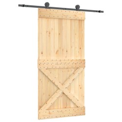 vidaXL Porta Scorrevole con Set Hardware 100x210cm Legno Massello Pino